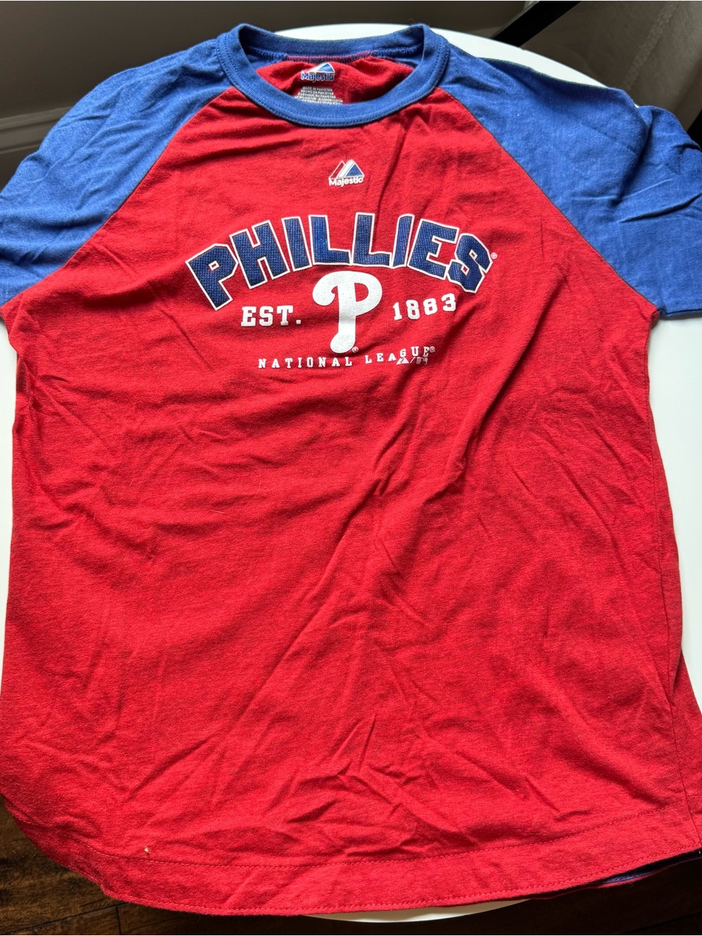 Majestic Phillies Raglan Tee - Red & Blue